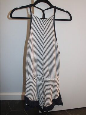 Ocean Drive Black and White Striped Halter Coverup